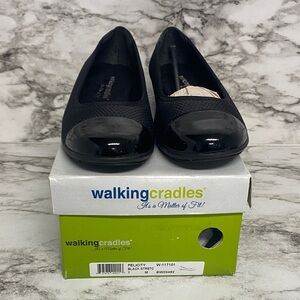 Walking Cradles Black Patent Flats